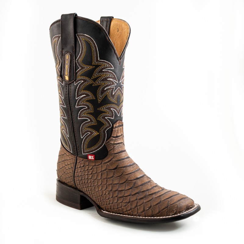 BOTA BIG BULL PIEL GRABADA TIPO SERPIENTE PITÓN 5100 51925 OMAR