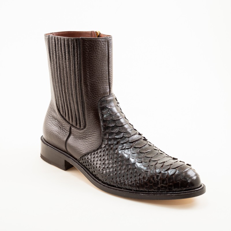 BOTIN CASIMIRO WEST PIEL DE SERPIENTE PITÓN ORIGINAL CON APLICACIONES DE VENADO 86675PD