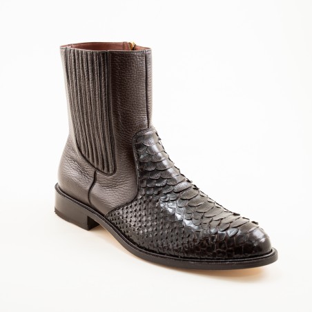 BOTIN CASIMIRO WEST PIEL DE SERPIENTE PITÓN ORIGINAL CON APLICACIONES DE VENADO 86675PD