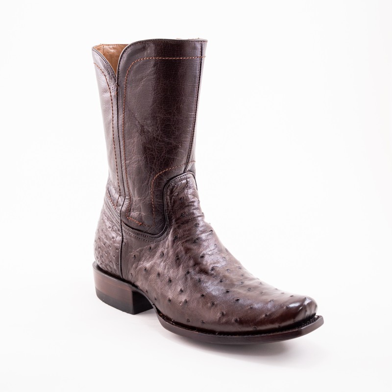 BOTA RIO GRANDE AVESTRUZ ORIGINAL RAMIRO - 2 MAT-15 MATHIEU 1942 CUERO TPU WELT 4CM 25CM