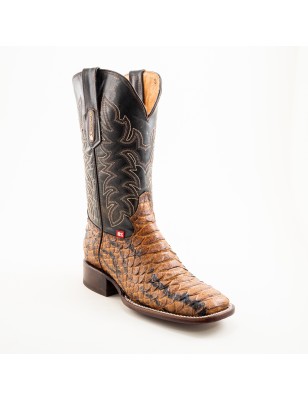 BOTA BIG BULL PIEL GRABADA TIPO SERPIENTE PITÓN 5100 51897 OMAR
