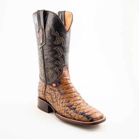 BOTA BIG BULL PIEL GRABADA TIPO SERPIENTE PITÓN 5100 51897 OMAR