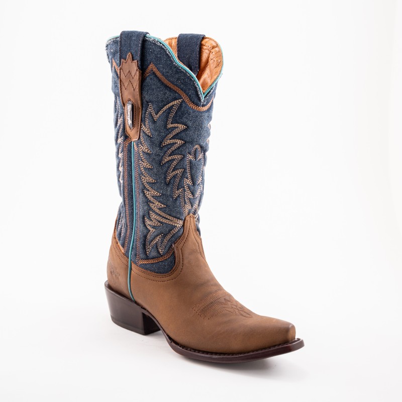 BOTA WRANGLER PIEL CRAZY APLICACIONES DE MEZCLILLA