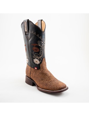 BOTA BIG BULL PIEL GRABADA TIPO SERPIENTE PITÓN OESTE 5100 51946 YARELI