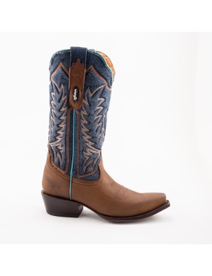BOTA WRANGLER PIEL CRAZY APLICACIONES DE MEZCLILLA