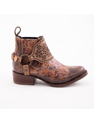 BOTIN CABORCA PIEL DE RES ROSAS H-SICILY