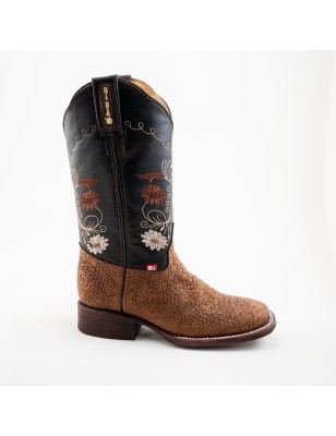BOTA BIG BULL PIEL GRABADA TIPO SERPIENTE PITÓN OESTE 5100 51946 YARELI